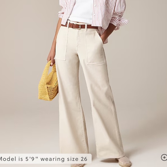J crew natural Petite camp-pocket wide-leg pant in stretch cotton blend - Picture 1 of 7